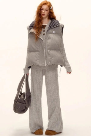 Reversible Plaid Lace Vest
