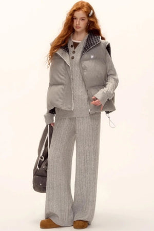 Reversible Plaid Lace Vest
