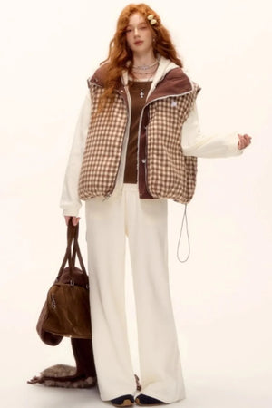 Reversible Plaid Lace Vest