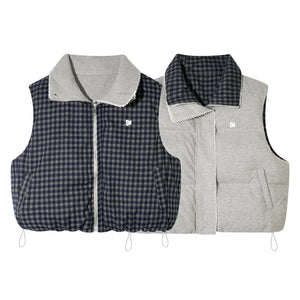 Reversible Plaid Lace Vest