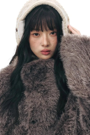 Reversible Polka Dot Fur Coat