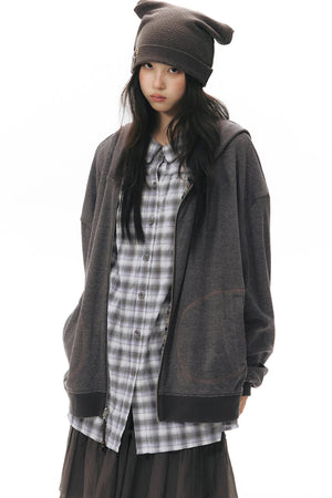 Reversible Striped Hooded Knit Cardigan