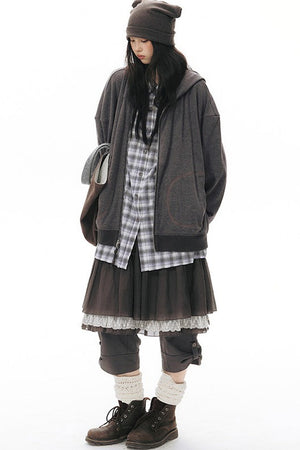 Reversible Striped Hooded Knit Cardigan