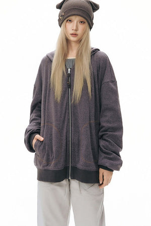 Reversible Striped Hooded Knit Cardigan