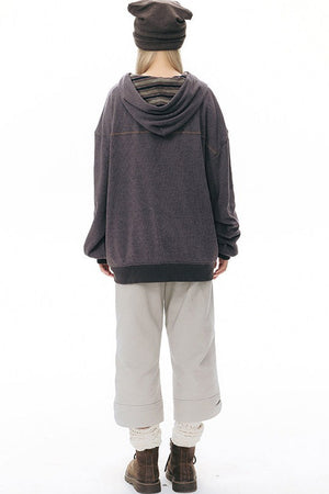 Reversible Striped Hooded Knit Cardigan