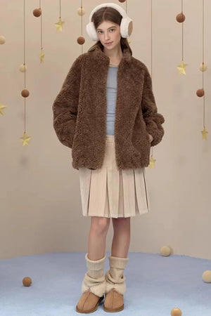 Reversible Suede Pleated Skirt