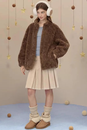Reversible Suede Pleated Skirt