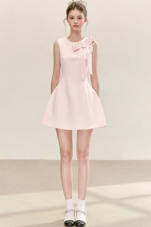 Rhinestone Bow A-Line Dress
