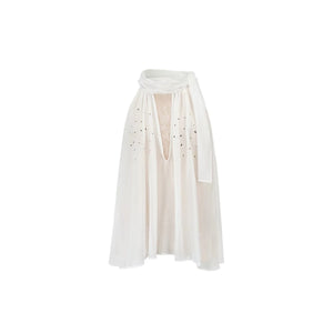 Rhinestone Chiffon Lace Blouse