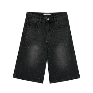 Rhinestone Denim Cropped Pants