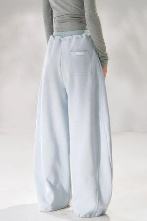 Rhinestone Elastic Waistband Pants