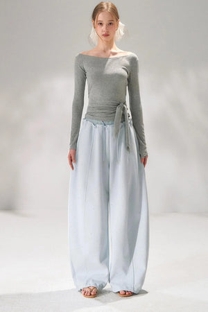 Rhinestone Elastic Waistband Pants