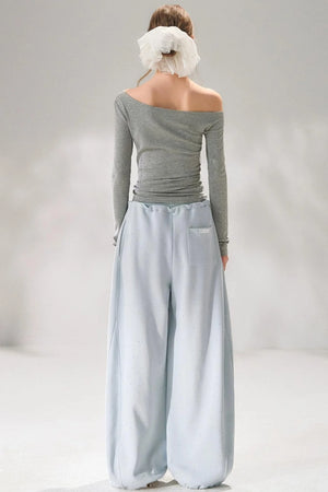 Rhinestone Elastic Waistband Pants