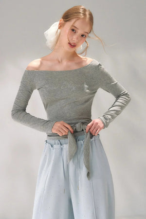 Rhinestone Embellished One-Shoulder Top