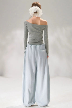 Rhinestone Embellished One-Shoulder Top