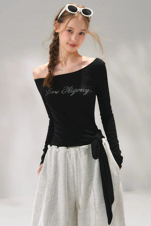 Rhinestone Embellished One-Shoulder Top