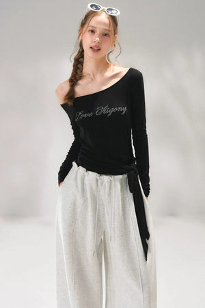 Rhinestone Embellished One-Shoulder Top