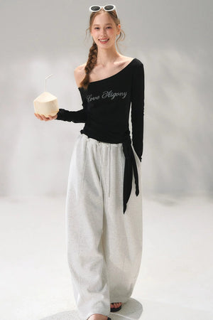 Rhinestone Embellished One-Shoulder Top