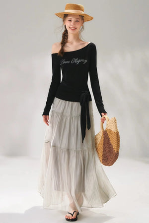 Rhinestone Embellished One-Shoulder Top
