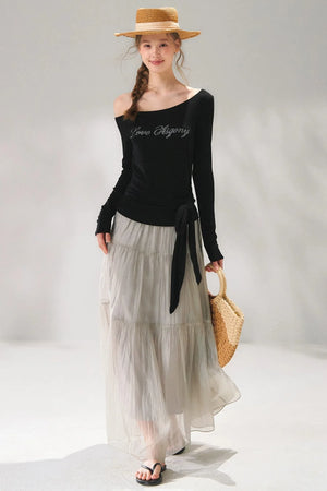 Rhinestone Embellished One-Shoulder Top