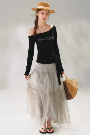 Rhinestone Embellished One-Shoulder Top