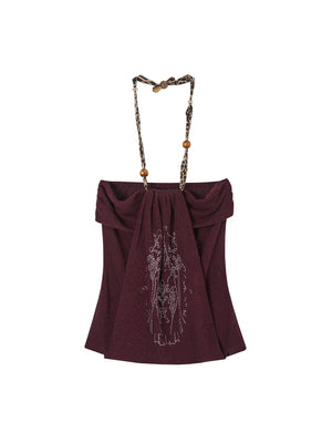 Rhinestone Halter Neck Top