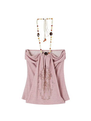 Rhinestone Halter Neck Top