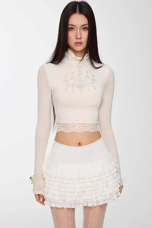 Rhinestone High-Neck Top