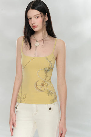 Rhinestone Print Camisole Top