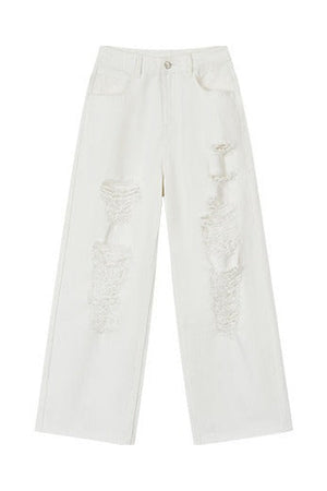 Rhinestone Ripped Denim Pants