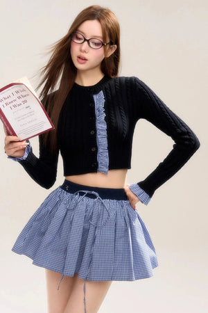 Rhombic Sky Cropped Knitted Top