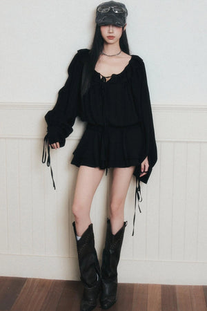 Rhythmic Ruffled Satin Dress