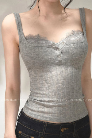 Ribbed Lace Camisole