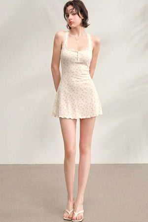 Ribbed Lace Vest Dress with Cardigan Set-Up