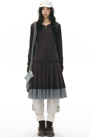 Ribbed Waist Rolled Hem Mid-Length Pants