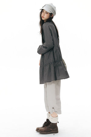 Ribbed Waist Rolled Hem Mid-Length Pants
