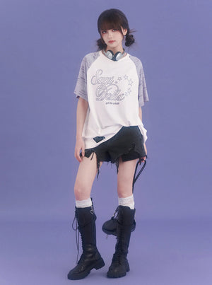 Ripped Raglan Sleeve T-Shirt