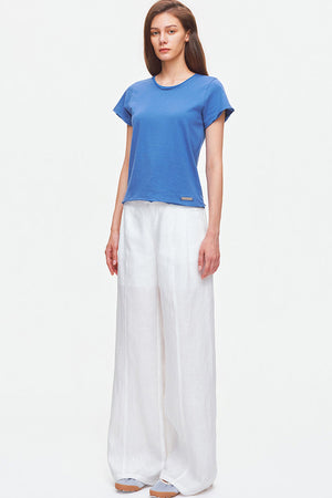 Rolled Hem Cotton T-Shirt