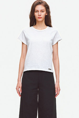 Rolled Hem Cotton T-Shirt