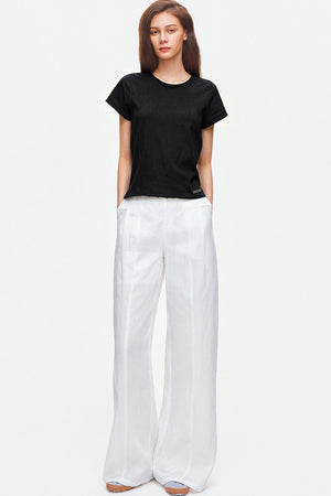 Rolled Hem Cotton T-Shirt