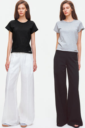 Rolled Hem Cotton T-Shirt