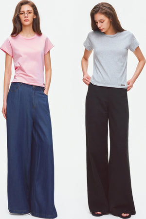 Rolled Hem Cotton T-Shirt