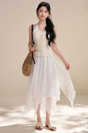 Romantic Asymmetrical Lace Skirt