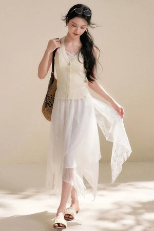 Romantic Asymmetrical Lace Skirt