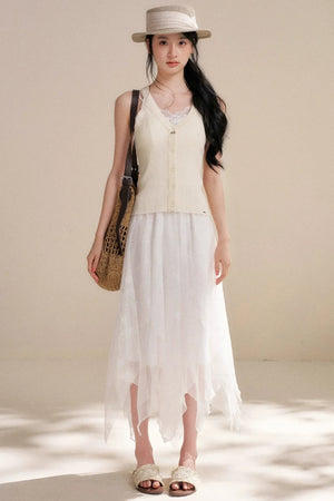 Romantic Asymmetrical Lace Skirt