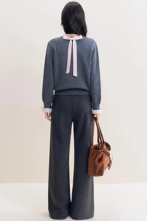 Romantic Check Wool-Blend V-Neck Sweater