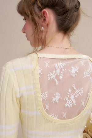 Romantic Contrast Lace Cardigan Top