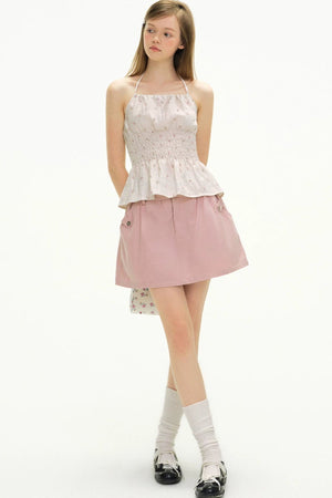 Romantic Floral Lace-Up Camisole
