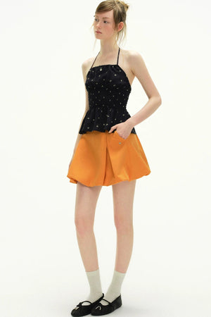 Romantic Floral Lace-Up Camisole