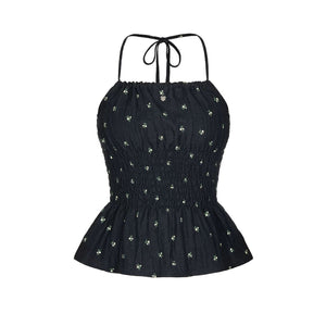 Romantic Floral Lace-Up Camisole